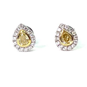 18ct White Gold Yellow Diamond Cluster Earrings
