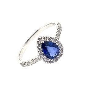 White Gold Sapphire And Diamond Cluster Ring