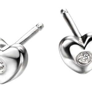 Children's Silver Diamond Heart Earrings