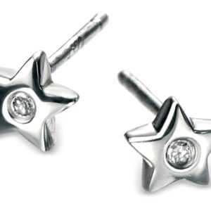 Children's Silver Diamond Star Stud Earrings