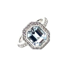 White Gold Aquamarine And Diamond Ring