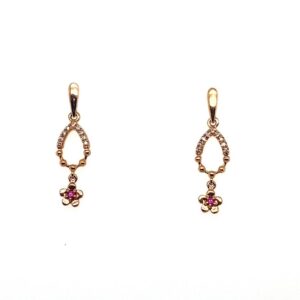 Rose Gold Ruby And Diamond Drop Earrings
