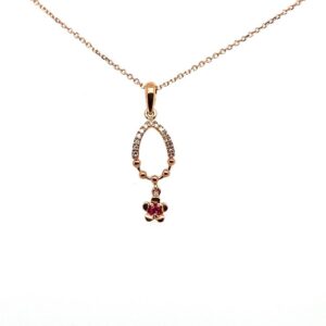 9ct Rose Gold Ruby And Diamond Pendant