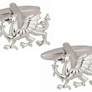 Welsh Dragon Cut-Out Rhodium Plated Cufflinks