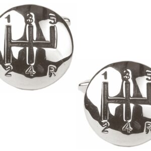 Gear Lever Rhodium Plated Cufflinks with Black Detail