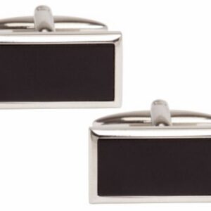 Onyx Rectangle Rhodium Plated Cufflinks