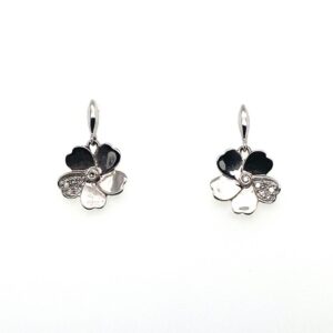 White Gold Floral Diamond Drop Earrings