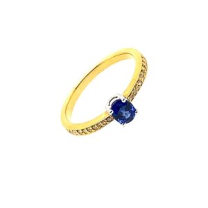 Yellow Gold Sapphire And Diamond Ring