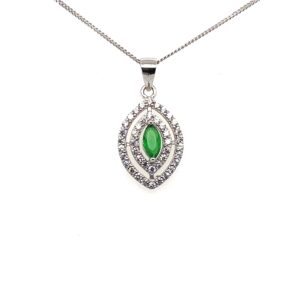 Silver Green Cubic Zirconia Necklace