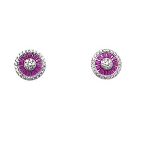 Silver Red Cubic Zirconia Earrings