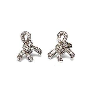 Silver Cubic Zirconia Bow Earrings