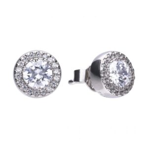 Round Pave Halo Stud Earrings