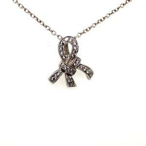 Silver Cubic Zirconia Bow Necklace