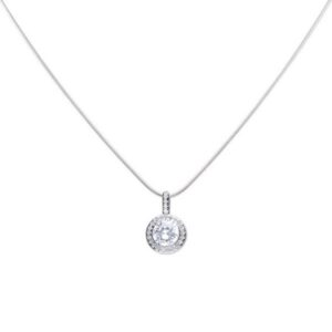 Round Pave Halo Necklace