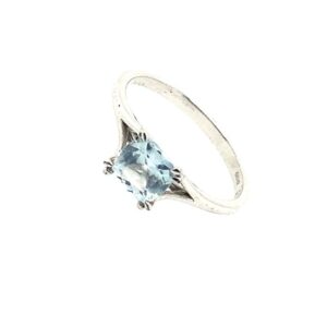9ct White Gold Aquamarine Single Stone Ring
