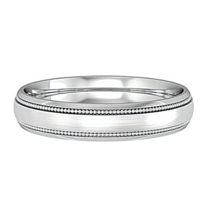 Essential Court Satin Ctr Mill Grain & Step Wedding Band
