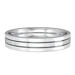 Essential Flat-Court Striped Wedding Band with Satin Finished Edges