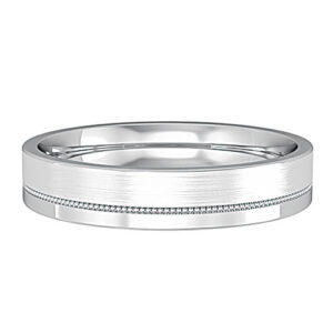 Essential Flat-Court Mill Grain Channel Part Brushed Satin Wedding Band