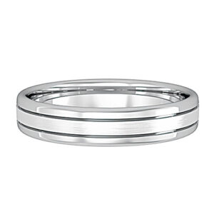 Essential Bombe Court-Shaped Wedding Band Striped with Polished Edges