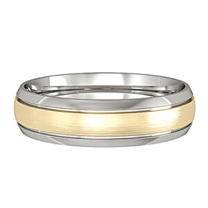 Essential Court Band with Satin Yellow Gold Insert Wedding Band