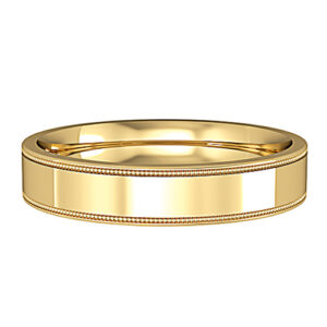 Essential Flat-Court Wedding Band with Mill Grain Edges