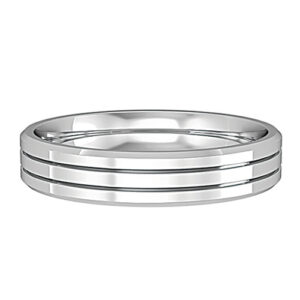 Essential Flat-Court Striped Bevelled Wedding Band