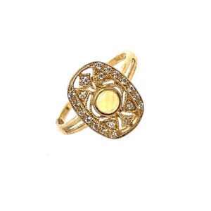 Yellow Gold Opal And Diamond Ring