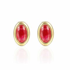 Yellow Gold Ruby Earrings