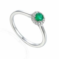 Emerald And Diamond Cluster Ring