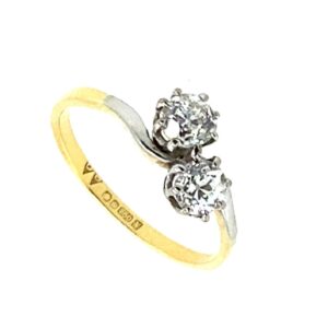 Pre-owned Yellow Gold Diamond Cross Over Ring