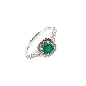 Platinum Emerald And Diamond Ring