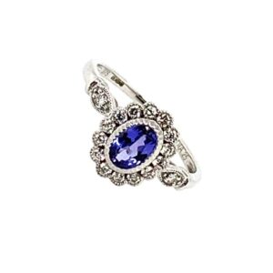 White Gold Diamond and Tanzanite Ring