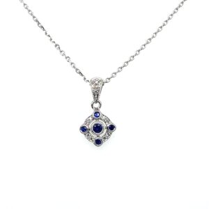 White Gold Diamond & Sapphire Pendant