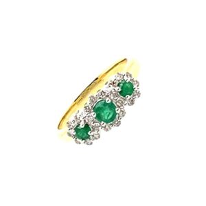 Yellow Gold Diamond & Emerald Ring