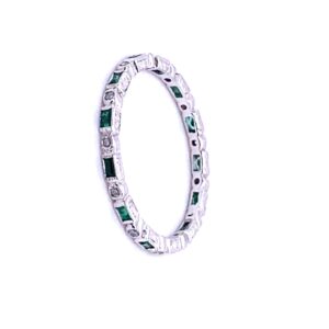 White Gold Diamond & Emerald Ring
