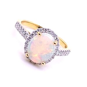 Yellow Gold Opal & Diamond Ring