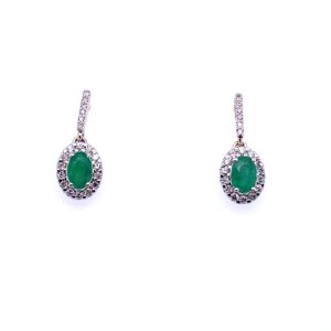 Yellow Gold Diamond & Emerald Drop Earrings