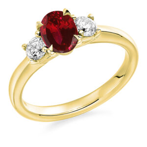 Yellow Gold Ruby & Diamond Trilogy Ring