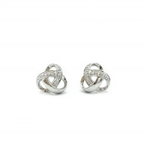 White Gold Diamond Knot Stud Earrings