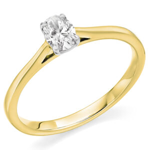 Yellow Gold Oval Cut Diamond Solitaire Ring