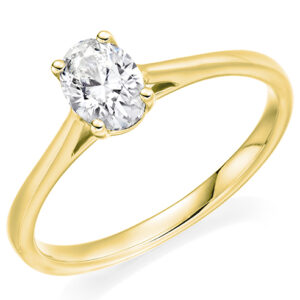 Yellow Gold Oval Cut Diamond Solitaire Ring