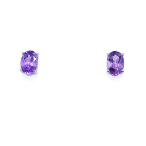 Silver Amethyst Stud Earrings