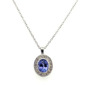 White Gold Tanzanite & Diamond Pendant