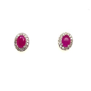 Yellow Gold Ruby & Diamond Stud Earrings