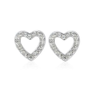 White Gold Diamond Heart Stud Earrings