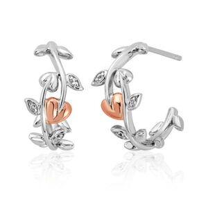 Vine of Life White Topaz Half Hoop Earrings