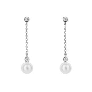 Shell Pearl Chain Drop Earrings With Diamonfire Zirconia
