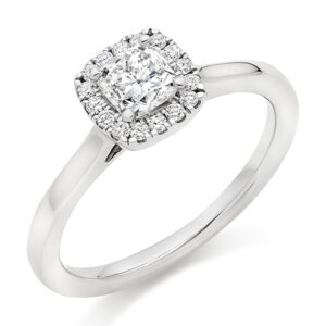 Platinum Cushion Cut Diamond Halo Ring