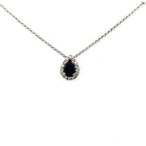 White Gold Sapphire & Diamond Pendant