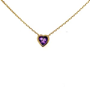Yellow Gold Heart Amethyst Pendant